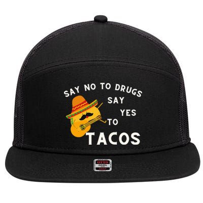 Red Ribbon Week Say No To Drugs Say Yes To Tacos 7 Panel Mesh Trucker Snapback Hat