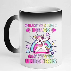 Red Ribbon Week Say No Drugs Say Yes to Unicorns 11oz Black Color Changing Mug