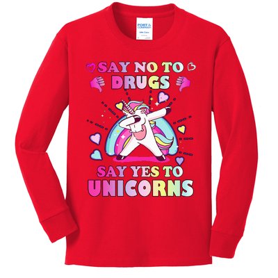 Red Ribbon Week Say No Drugs Say Yes to Unicorns Kids Long Sleeve Shirt