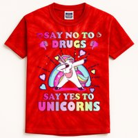 Red Ribbon Week Say No Drugs Say Yes to Unicorns Kids Tie-Dye T-Shirt