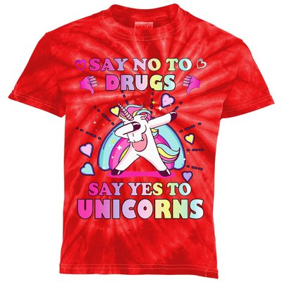 Red Ribbon Week Say No Drugs Say Yes to Unicorns Kids Tie-Dye T-Shirt