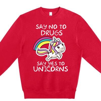 Red Ribbon Week  Say No Say Yes to Unicorns Premium Crewneck Sweatshirt