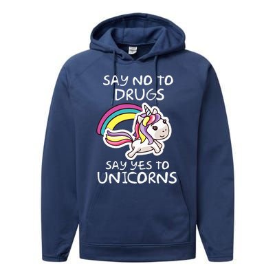 Red Ribbon Week  Say No Say Yes to Unicorns Performance Fleece Hoodie