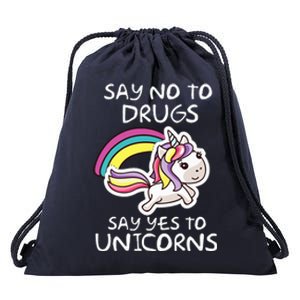 Red Ribbon Week  Say No Say Yes to Unicorns Drawstring Bag