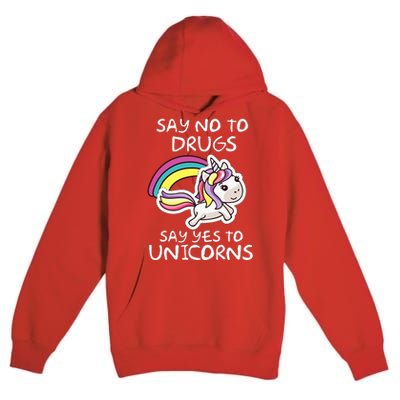 Red Ribbon Week  Say No Say Yes to Unicorns Premium Pullover Hoodie