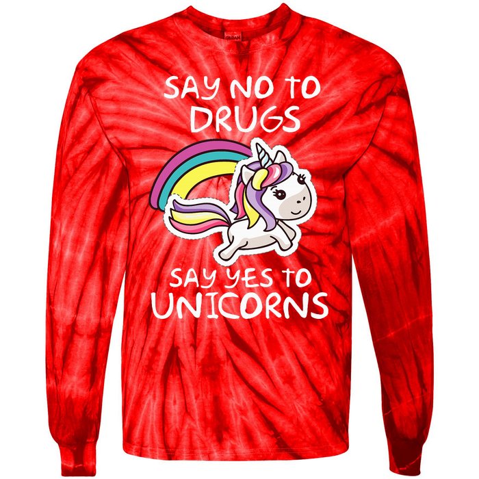 Red Ribbon Week  Say No Say Yes to Unicorns Tie-Dye Long Sleeve Shirt