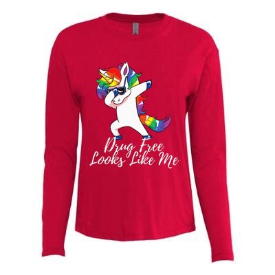 Red Ribbon Week Drug Free Looks Like This Womens Cotton Relaxed Long Sleeve T-Shirt