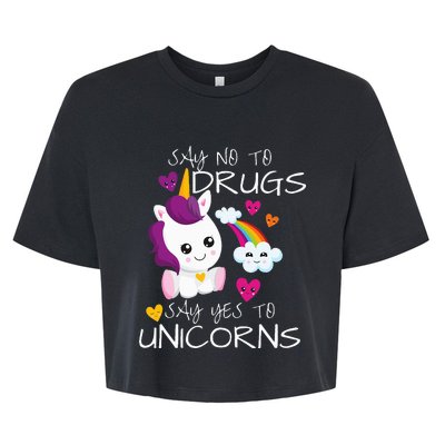 Red Ribbon Week  Say No Say Yes To Unicorns Bella+Canvas Jersey Crop Tee