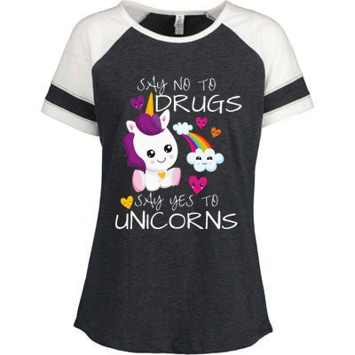 Red Ribbon Week  Say No Say Yes To Unicorns Enza Ladies Jersey Colorblock Tee