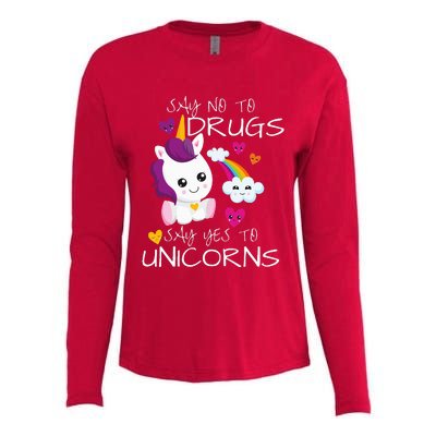 Red Ribbon Week  Say No Say Yes To Unicorns Womens Cotton Relaxed Long Sleeve T-Shirt