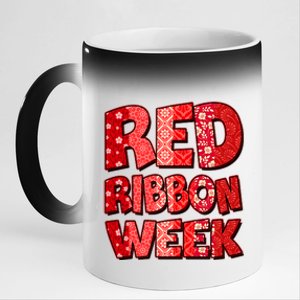 Red Ribbon Weekend Substance Abuse Awareness 11oz Black Color Changing Mug