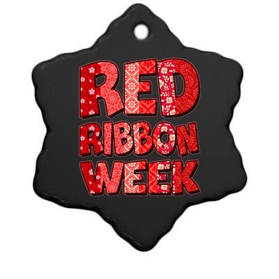 Red Ribbon Weekend Substance Abuse Awareness Ceramic Star Ornament