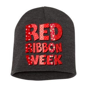 Red Ribbon Weekend Substance Abuse Awareness Short Acrylic Beanie