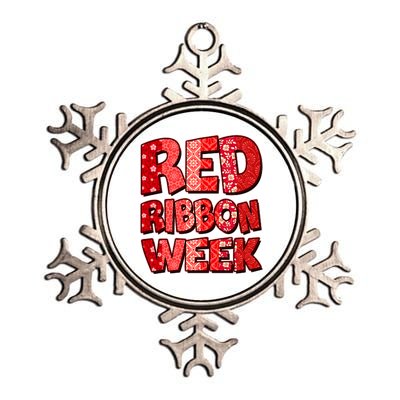 Red Ribbon Weekend Substance Abuse Awareness Metallic Star Ornament