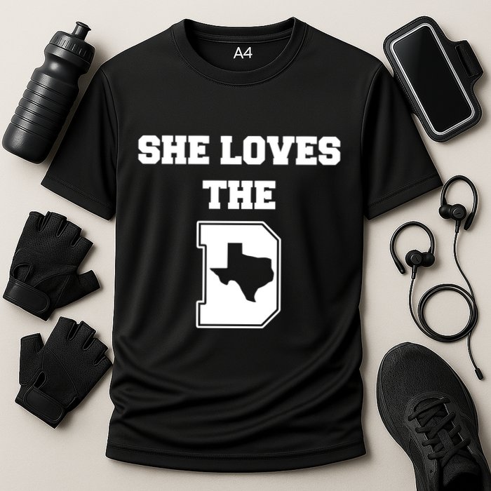 Ruby Reid Wearing She Loves The D Dallas Texas Cooling Performance Crew T-Shirt