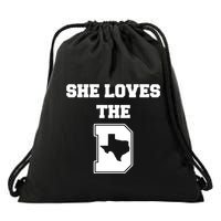 Ruby Reid Wearing She Loves The D Dallas Texas Drawstring Bag