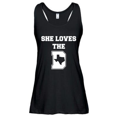 Ruby Reid Wearing She Loves The D Dallas Texas Ladies Essential Flowy Tank
