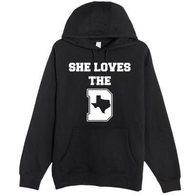 Ruby Reid Wearing She Loves The D Dallas Texas Premium Pullover Hoodie