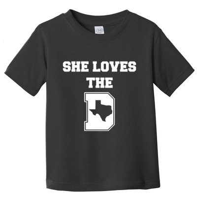 Ruby Reid Wearing She Loves The D Dallas Texas Toddler T-Shirt
