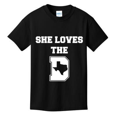 Ruby Reid Wearing She Loves The D Dallas Texas Kids T-Shirt