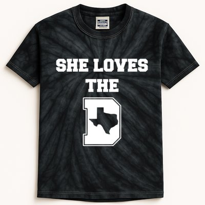 Ruby Reid Wearing She Loves The D Dallas Texas Kids Tie-Dye T-Shirt