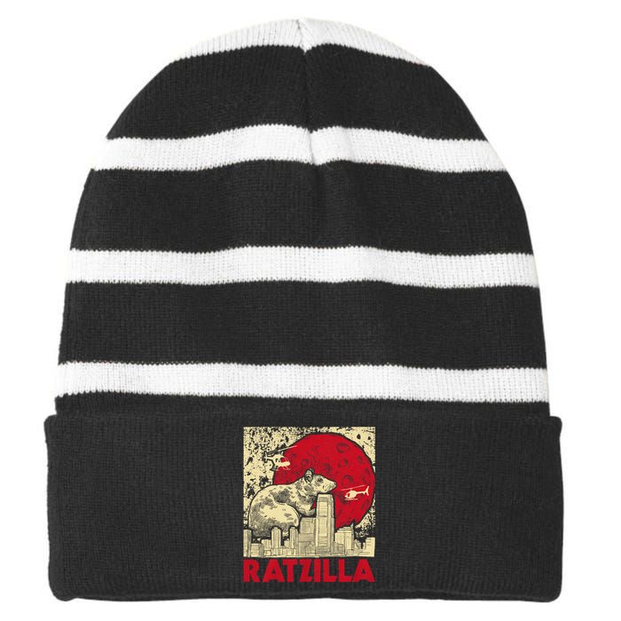 Ratzilla Rat Whisperer Rodent Lover Rat Lover Striped Beanie with Solid Band