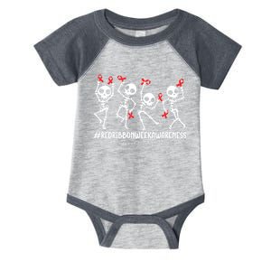 Red Ribbon Week Awareness Skeleton Halloween Infant Baby Jersey Bodysuit