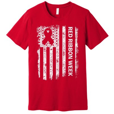 Red Ribbon Week Awareness American Flag Vintage Distressed Premium T-Shirt