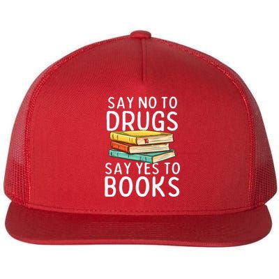 Red Ribbon Week Awareness Say No To Drugs Say Yes To Books Flat Bill Trucker Hat