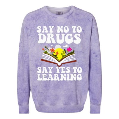 Red Ribbon Week Say No Say Yes to Learning Teacher Colorblast Crewneck Sweatshirt