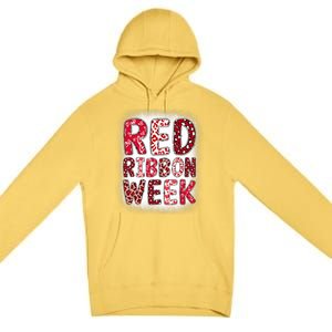 Red Ribbon Week Groovy Red Ribbon Awareness Premium Pullover Hoodie