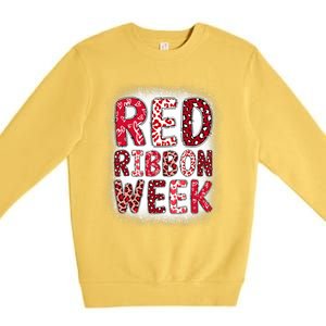 Red Ribbon Week Groovy Red Ribbon Awareness Premium Crewneck Sweatshirt