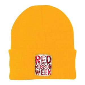 Red Ribbon Week Groovy Red Ribbon Awareness Knit Cap Winter Beanie