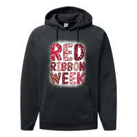 Red Ribbon Week Groovy Red Ribbon Awareness Performance Fleece Hoodie