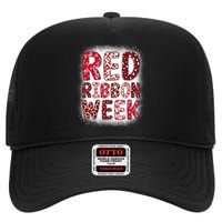 Red Ribbon Week Groovy Red Ribbon Awareness High Crown Mesh Back Trucker Hat