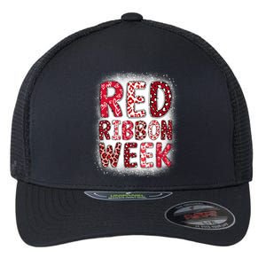 Red Ribbon Week Groovy Red Ribbon Awareness Flexfit Unipanel Trucker Cap