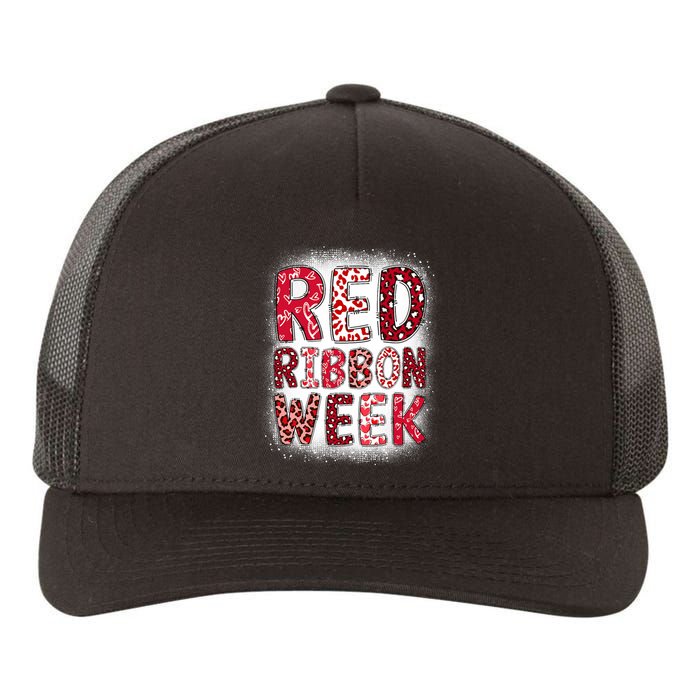 Red Ribbon Week Groovy Red Ribbon Awareness Yupoong Adult 5-Panel Trucker Hat