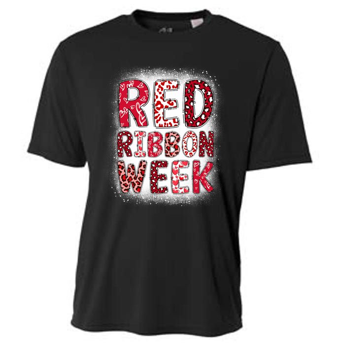 Red Ribbon Week Groovy Red Ribbon Awareness Cooling Performance Crew T-Shirt