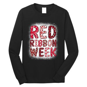 Red Ribbon Week Groovy Red Ribbon Awareness Long Sleeve Shirt