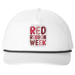 Red Ribbon Week Groovy Red Ribbon Awareness Snapback Five-Panel Rope Hat