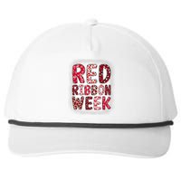 Red Ribbon Week Groovy Red Ribbon Awareness Snapback Five-Panel Rope Hat