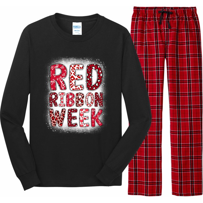 Red Ribbon Week Groovy Red Ribbon Awareness Long Sleeve Pajama Set