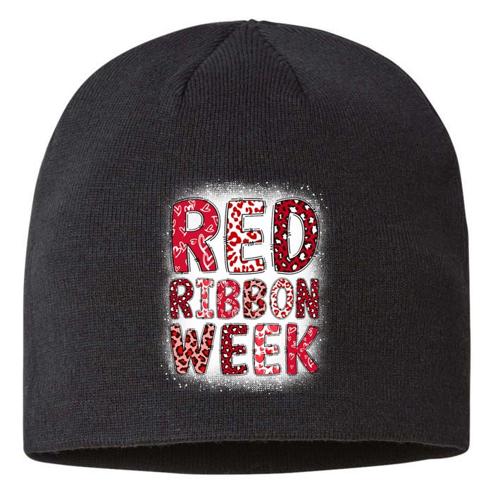 Red Ribbon Week Groovy Red Ribbon Awareness Sustainable Beanie