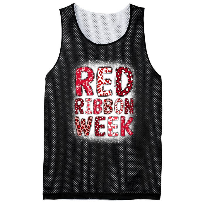 Red Ribbon Week Groovy Red Ribbon Awareness Mesh Reversible Basketball Jersey Tank