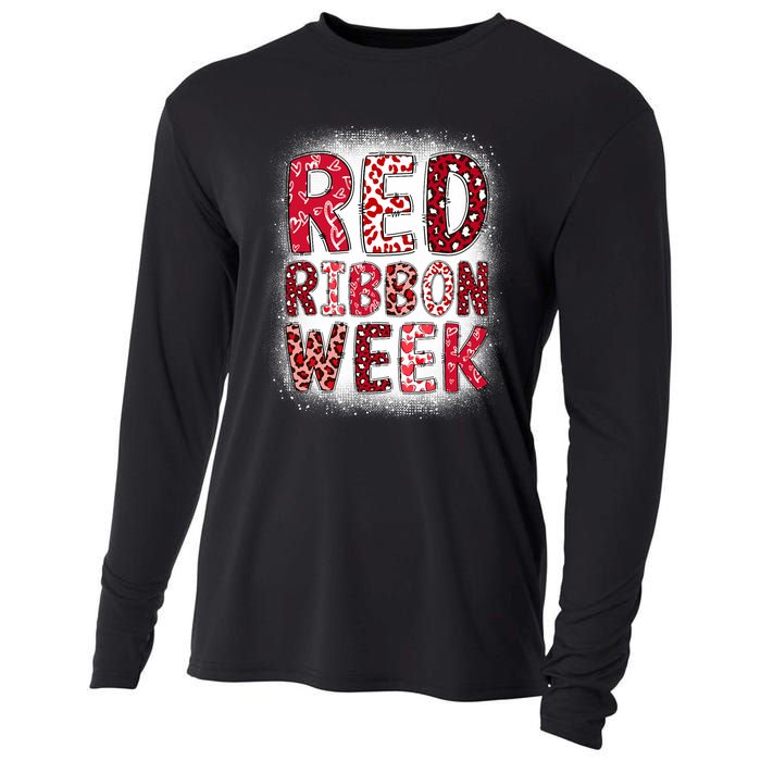 Red Ribbon Week Groovy Red Ribbon Awareness Cooling Performance Long Sleeve Crew