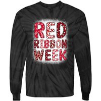 Red Ribbon Week Groovy Red Ribbon Awareness Tie-Dye Long Sleeve Shirt