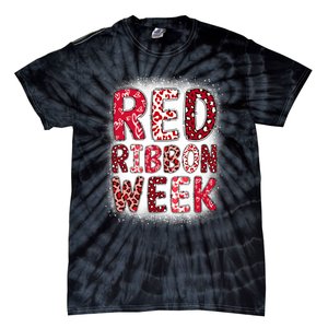 Red Ribbon Week Groovy Red Ribbon Awareness Tie-Dye T-Shirt