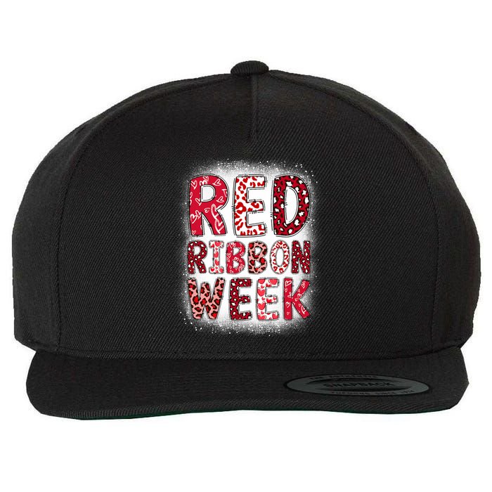 Red Ribbon Week Groovy Red Ribbon Awareness Wool Snapback Cap