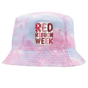 Red Ribbon Week Groovy Red Ribbon Awareness Tie-Dyed Bucket Hat