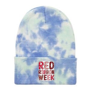 Red Ribbon Week Groovy Red Ribbon Awareness Tie Dye 12in Knit Beanie